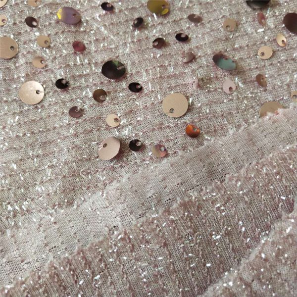 5+7mm Big dot bronze sequin fabric lace fabric supplier from China - Image 2