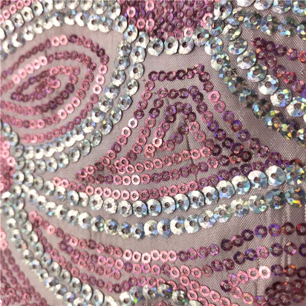 pink sequin embroidered fabric